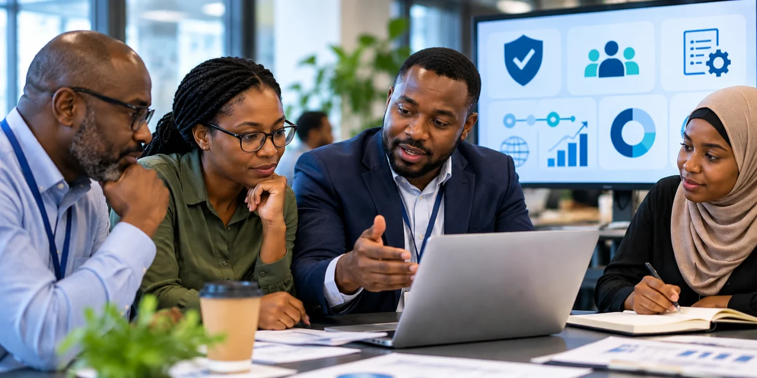 Professionals collaborating on responsible digital adoption, governance and assurance